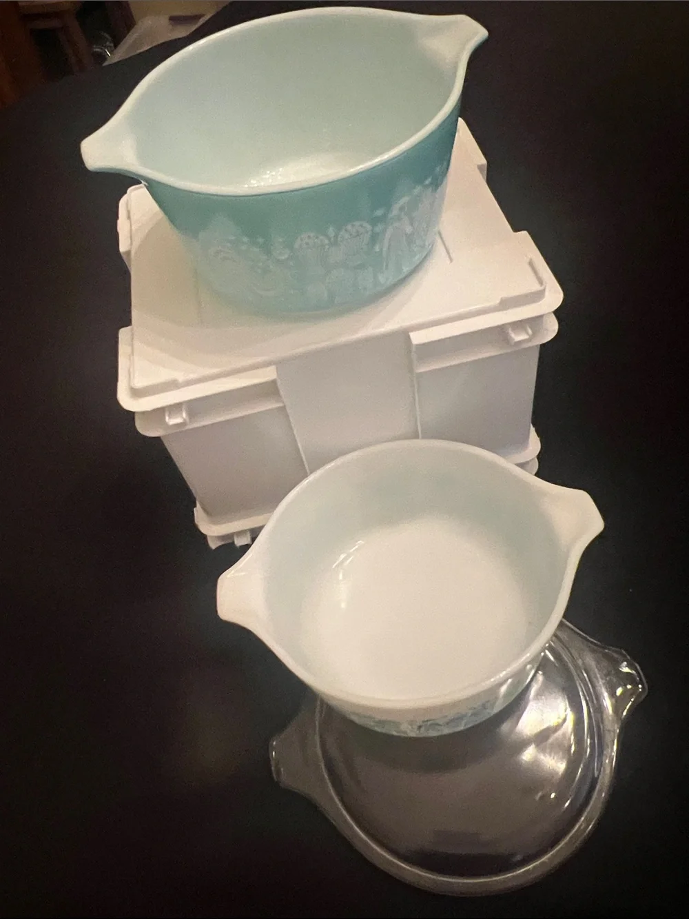 Vintage Aqua Cinderella Mixing Bowls - Set of 2 with lid